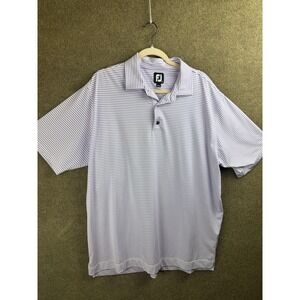 FootJoy Polo Shirt Mens XL Purple White Striped Golf Performance Stretch